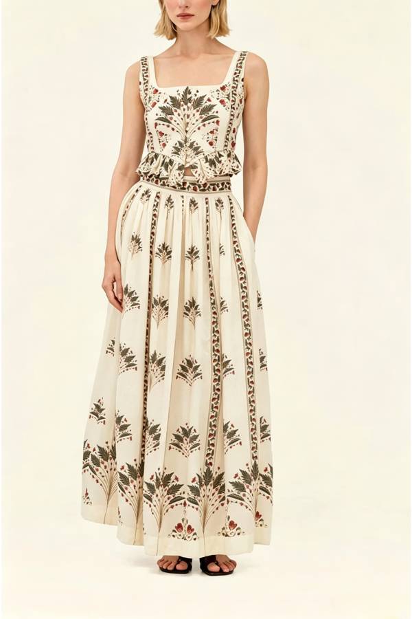Palmilla Botanical Peplum Linen Matching Set