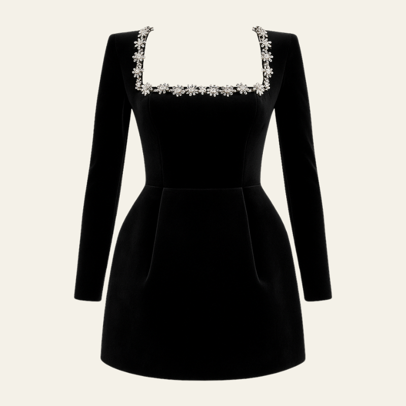 The Cannes Evening Structured Velvet Cocktail Dress