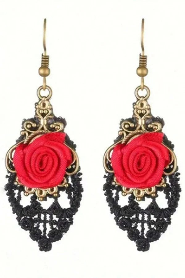 Dark-style Rose Earrings