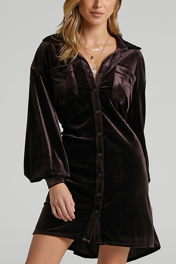blouse velvet dress Brown