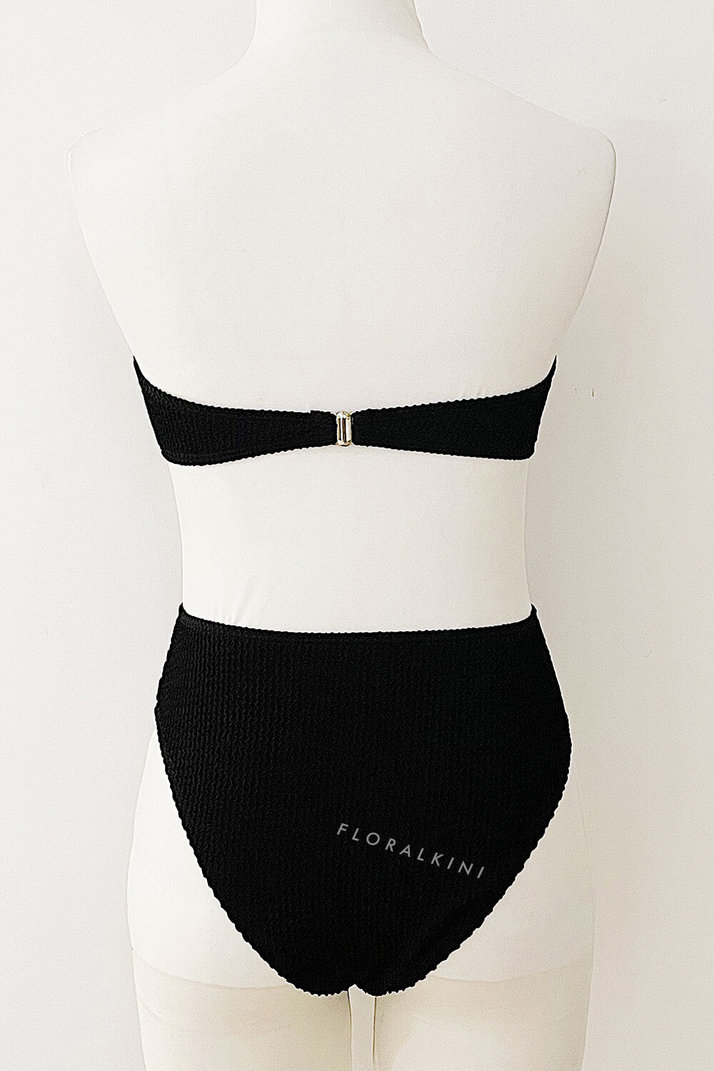 Bandeau Crinkle High Waisted Bikini Set With Gold Shell Detail