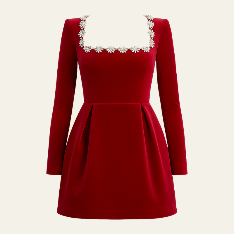 The Cannes Evening Structured Velvet Cocktail Dress