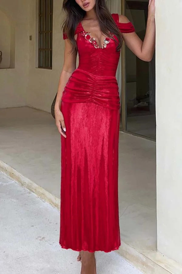 Solid Color Shiny Fabric Irregular Loose Beach Stretch Skirt Gold ONE-SIZE