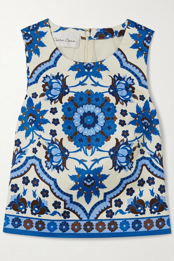 Unique Printed Round Neck Sleeveless Top and Casual Mini Skirt Set