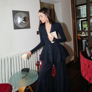 The Rome Peplum Ribbed Knit Cardigan