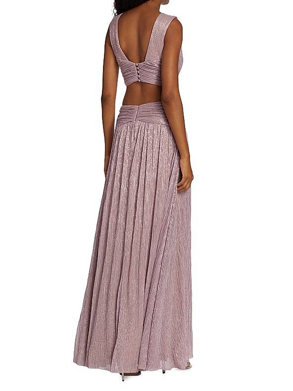 Robe longue fendue à col en V