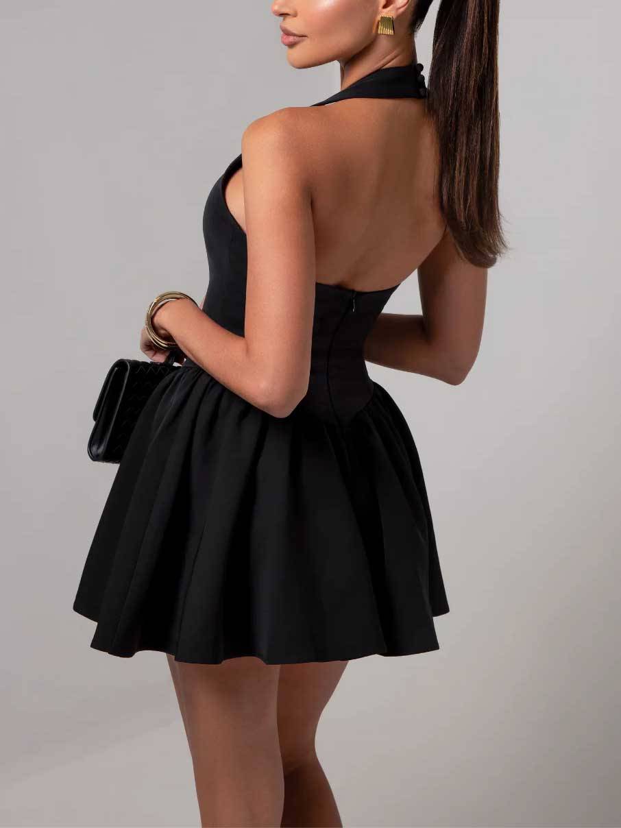Elegantes Neckholder-Minikleid mit rückenfreiem Schnitt