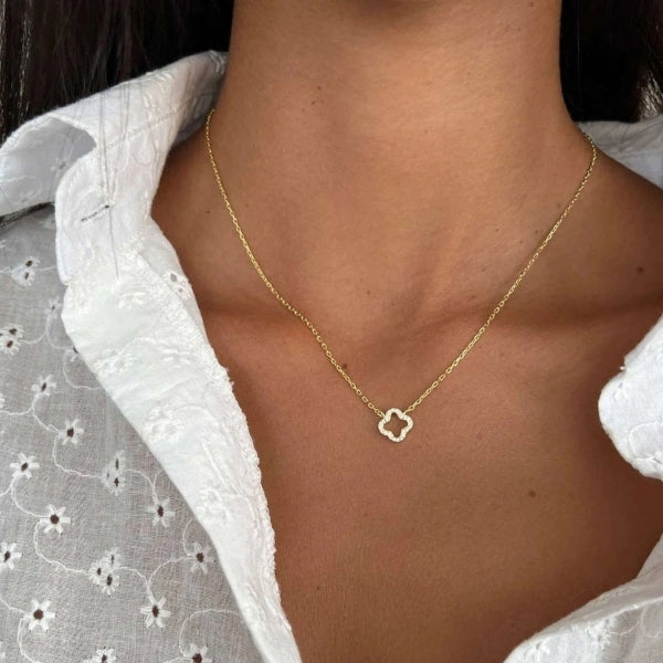 The Capri Pavé Clover Necklace