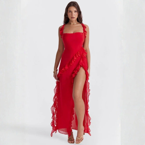 The Marbella Evening Ruffle Maxi Dress