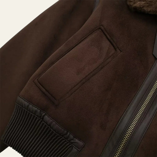 The Aspen Faux-Shearling Collar Bomber Jacket
