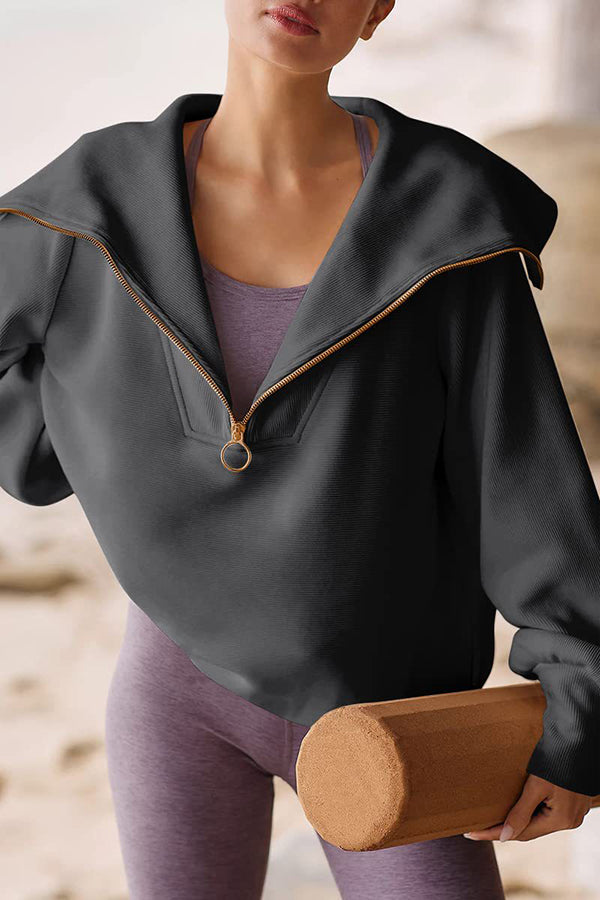 Loose Top Lapel Sweater Grey