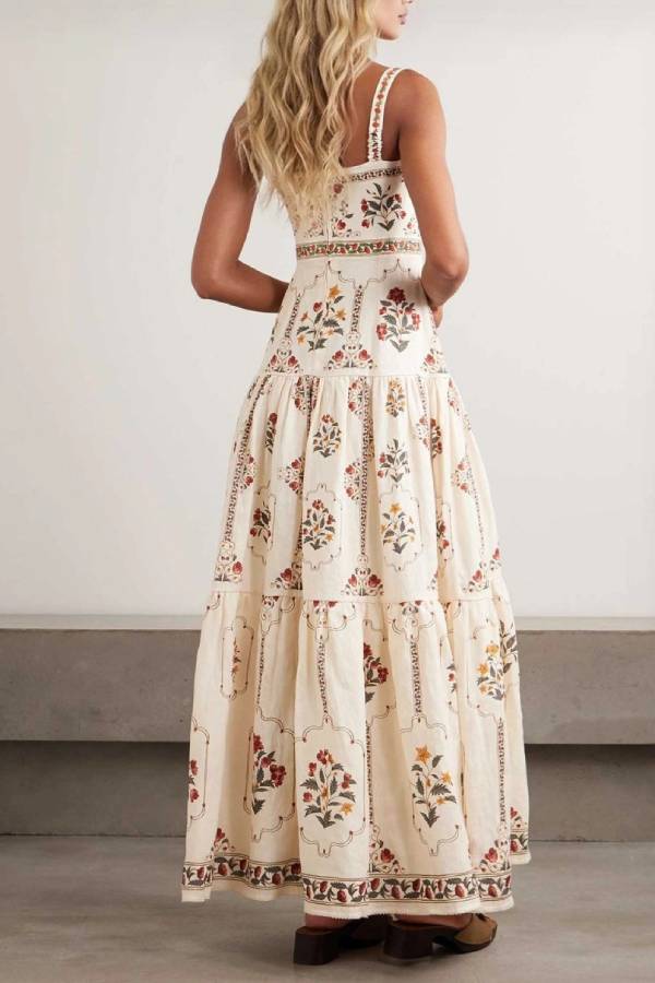Bohemian Vintage Floral Print Cami Maxi Dress