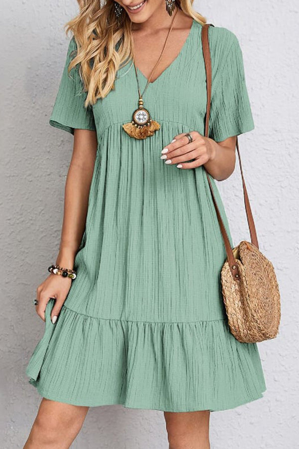 Loose casual tie waist flowy dress Light green