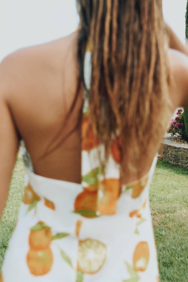 Neckholder-Maxikleid mit Print