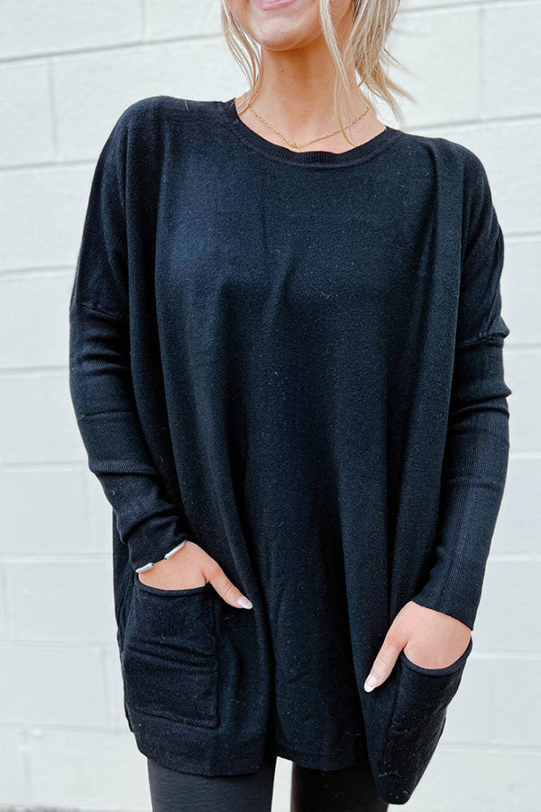 BOYFRIEND POCKET SWEATER Black