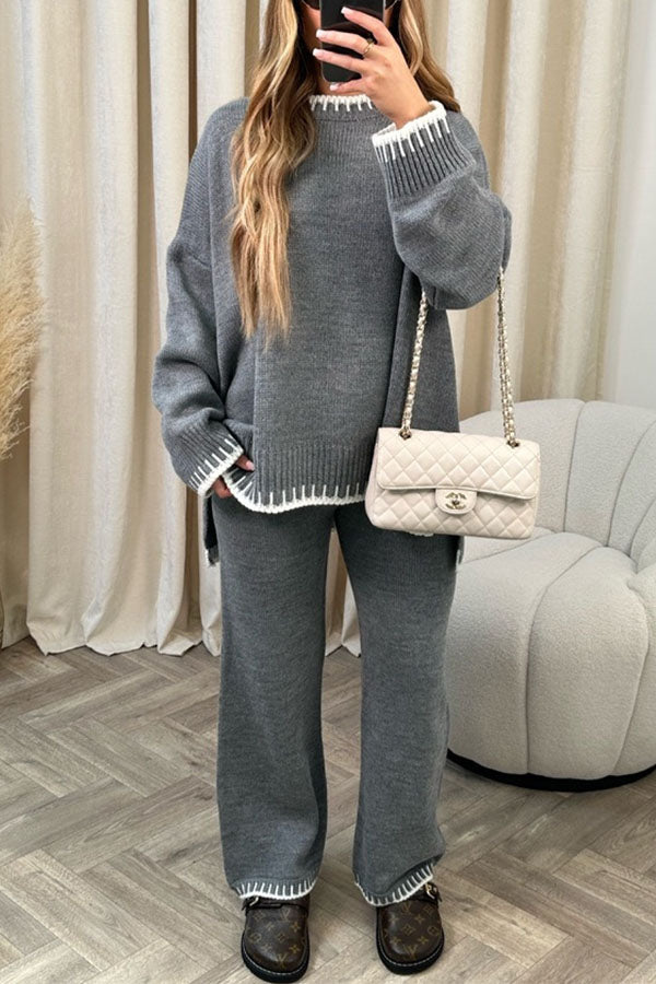 LAVINIA GREY KNITTED JUMPER AND TROUSERS