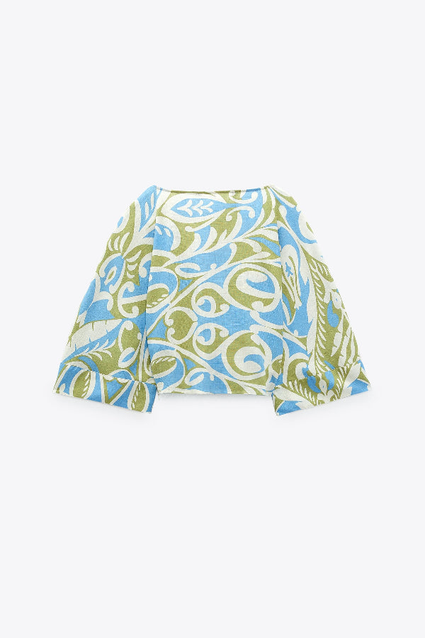 Maija Vintage Twisted Knot Detail Shirt And Skirt Set