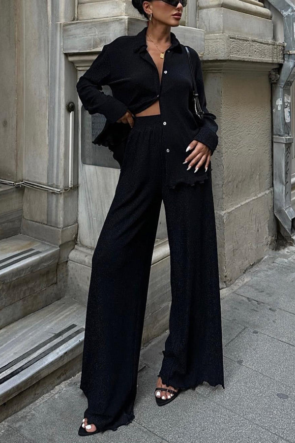 Jessie Metallic Thread Suit Black