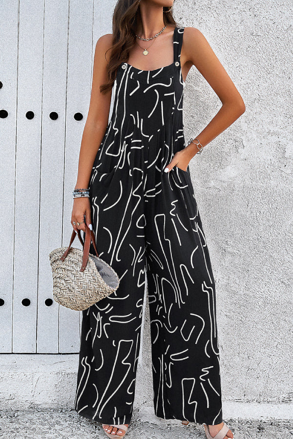 Women's Geometric Print Wide Leg Jumpsuit