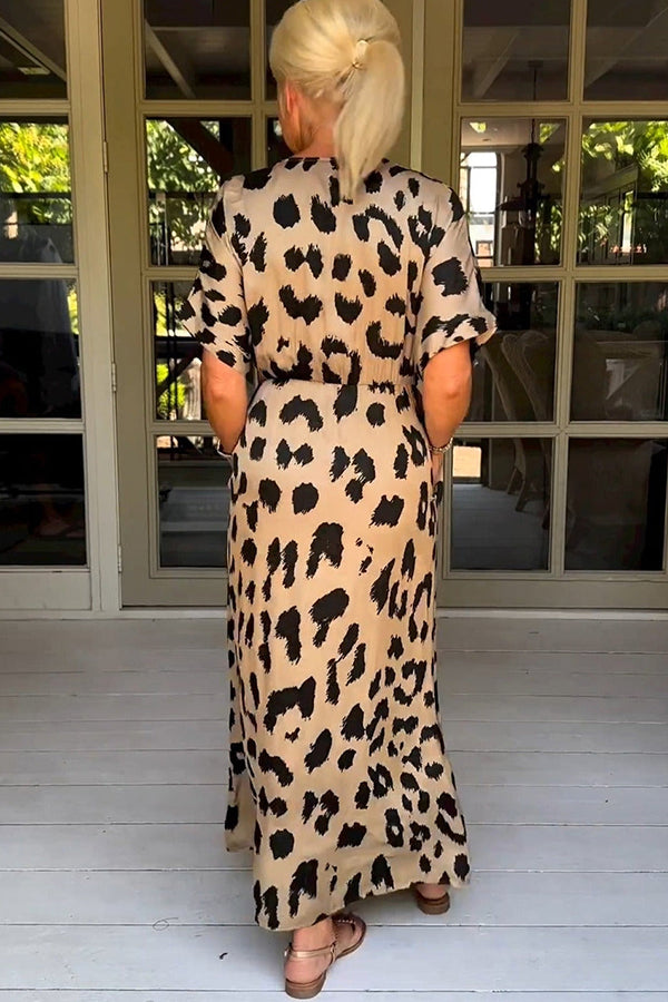 Wild Leopard V-Neck Maxi Dress