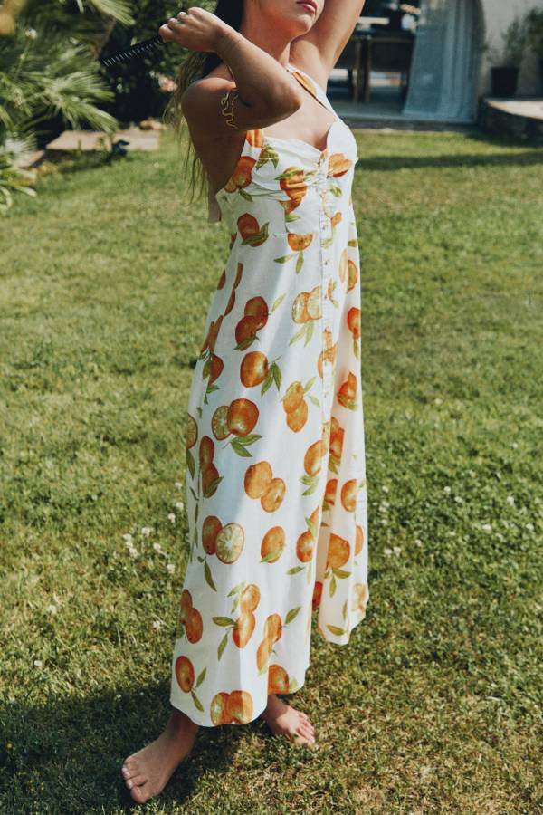 Neckholder-Maxikleid mit Print