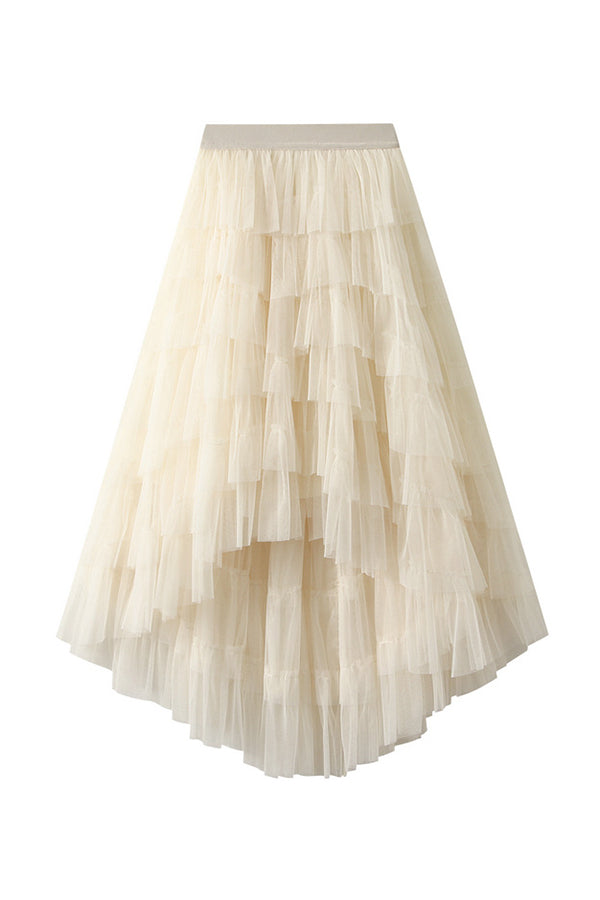 Irregular cake skirt high waist mesh skirt 5 one size