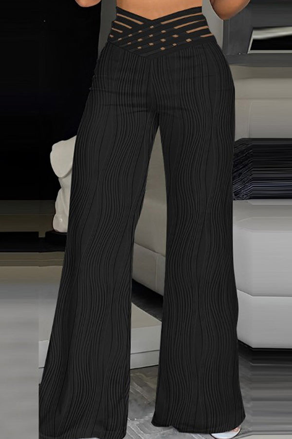 Casual Callings Drawstring Waist Pocketed Oversized Cargo Pants Black