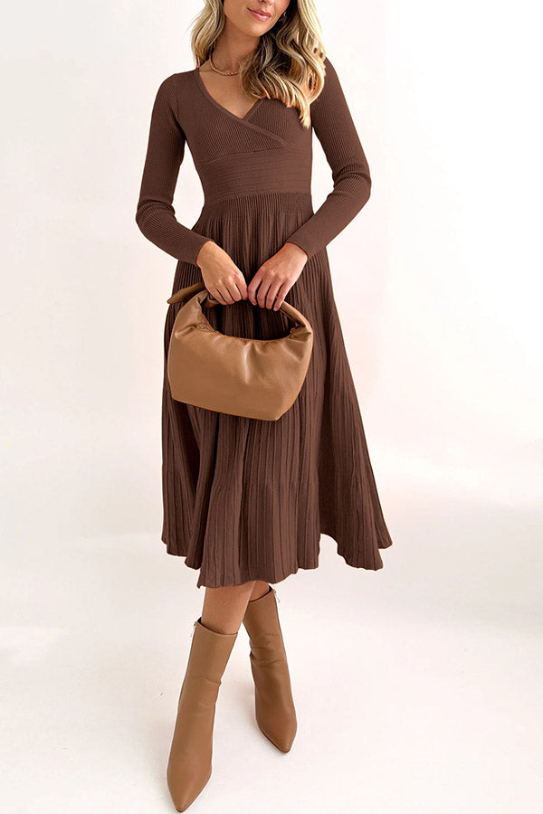 Irregular Ladies Solid Color Wool Knit Skirt Knitted Skirt Brown