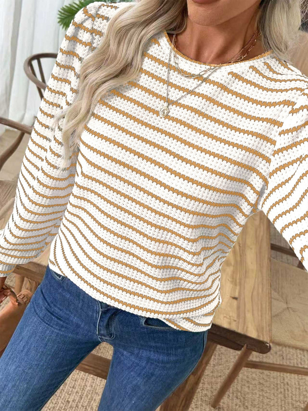 Textured Knit Long Sleeve – Soft Stretch Fit