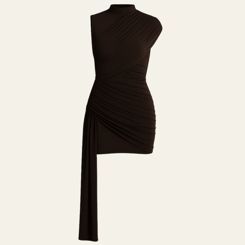 The Verona Evening Draped Asymmetric Mini Dress