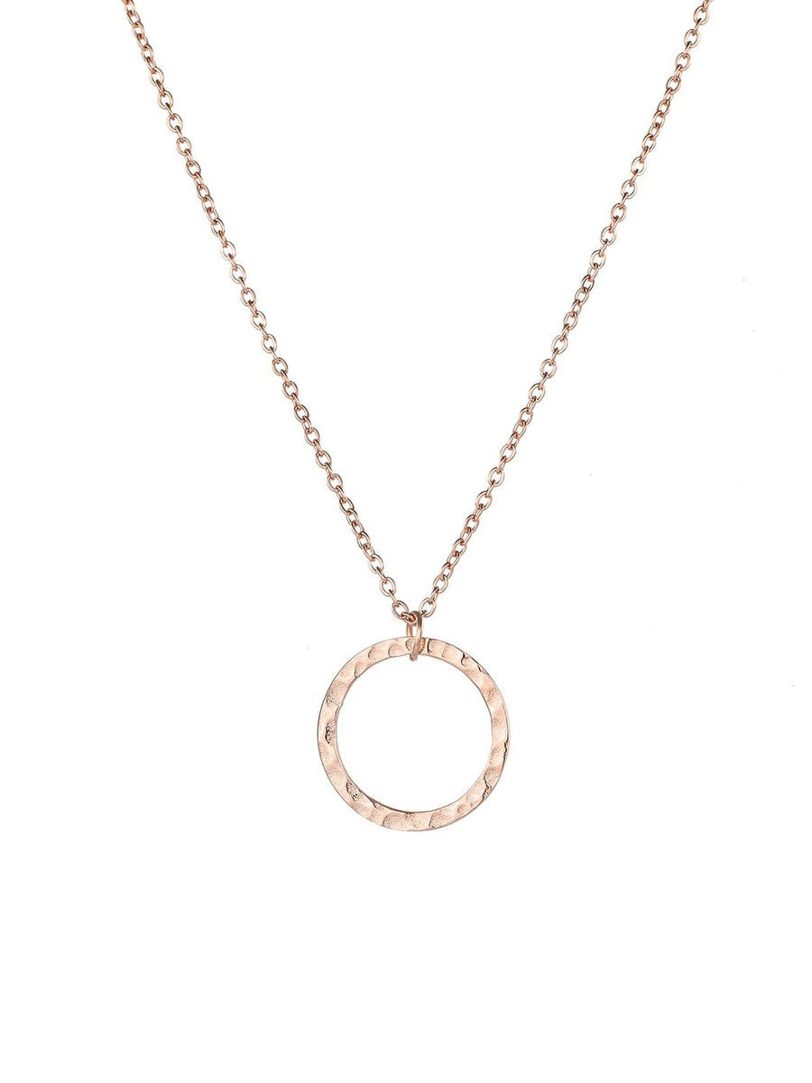LUXE Organic Open Circle Necklace Rose Gold one size