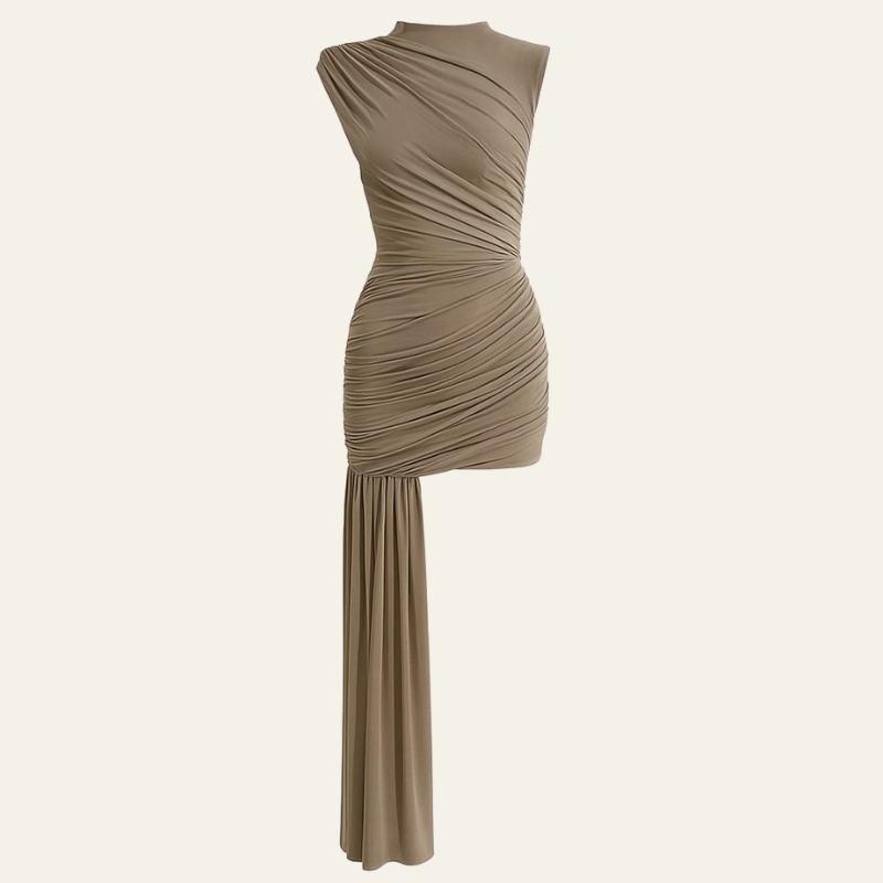 The Verona Evening Draped Asymmetric Mini Dress