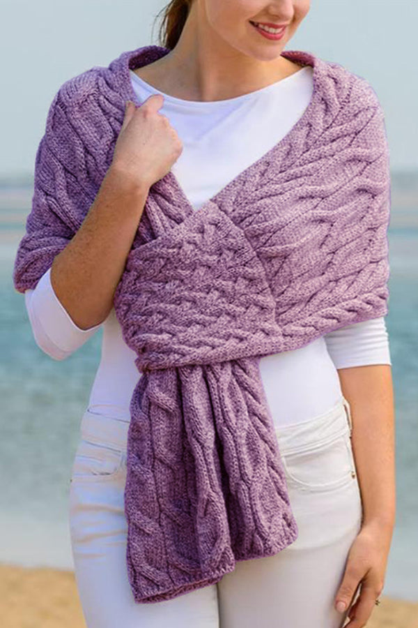 Fashionable women's knitted shawl scarf Purple One Size