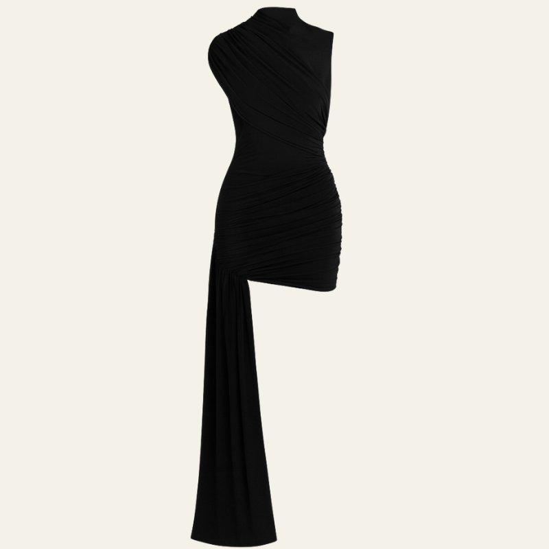 The Verona Evening Draped Asymmetric Mini Dress