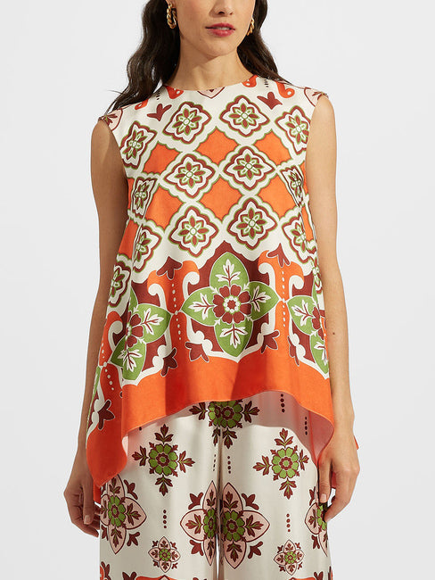 Débardeur à imprimé floral ethnique rétro