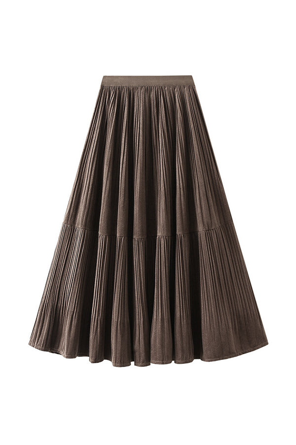 Vintage velvet pleated skirt Khaki one size