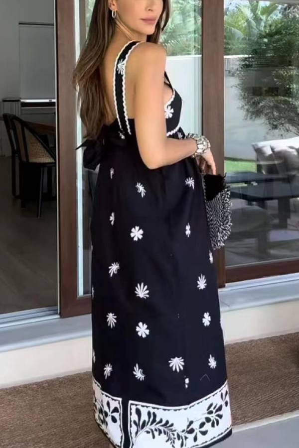 Fashion Printed Maxi Slip Dress