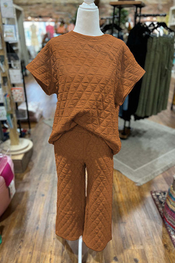 QUILTED CROP TRAVEL SET Brown