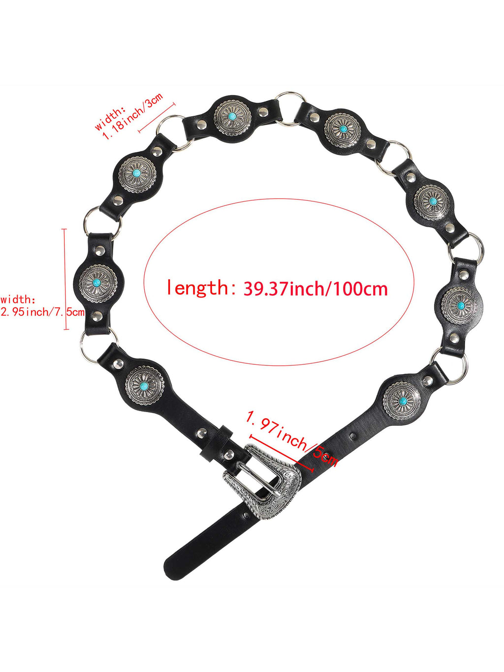 Vintage Turquoise Inlaid Belt