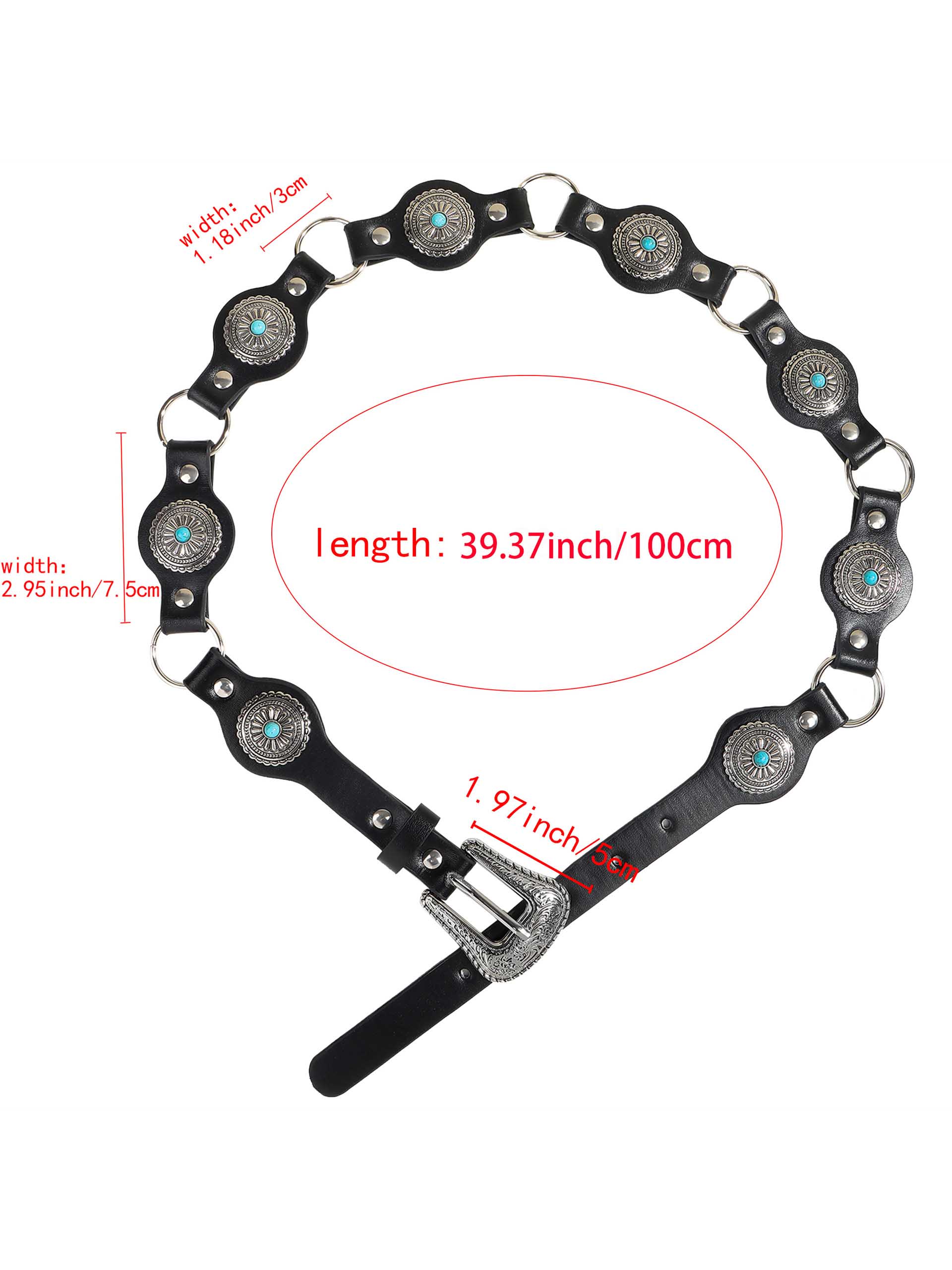 Ceinture vintage incrustée de turquoise