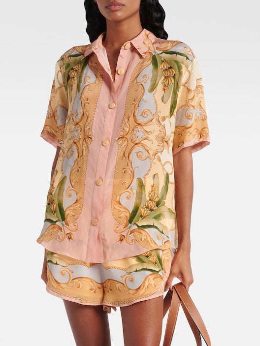 Ensemble deux pièces à imprimé kaléidoscope botanique rétro