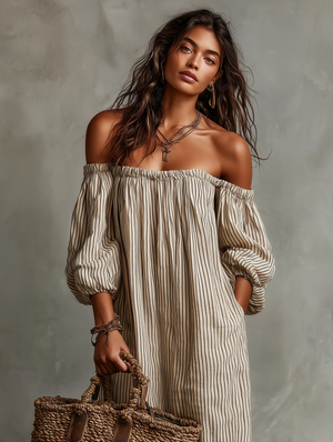 Charlotte | Off-Shoulder Linen Maxi Dress