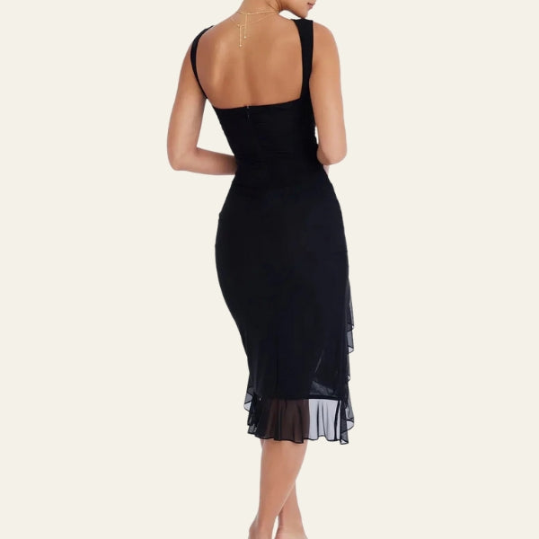 The Mykonos Ruffle-Hem Mesh Dress