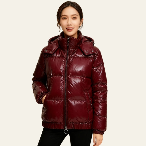 The Oslo Gloss-Finish Hooded Puffer Jacket