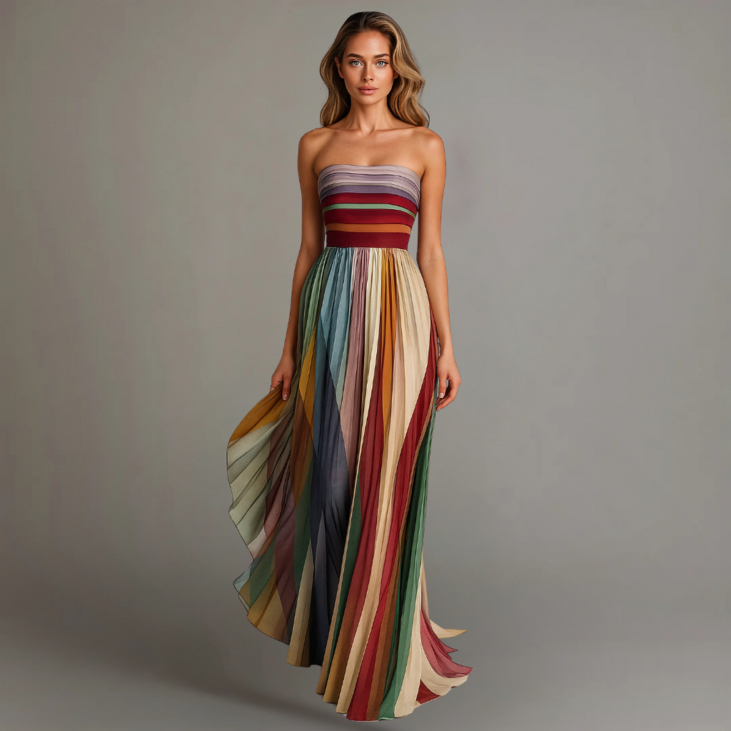 Solenne | Jewel-Tone Pleated Maxi Dress