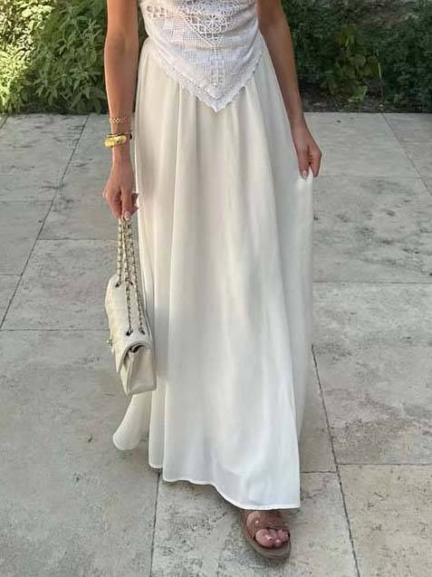 Halter Neck Backless Lace Top And Skirt Set-Skirt