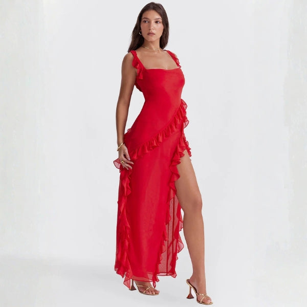 The Marbella Evening Ruffle Maxi Dress