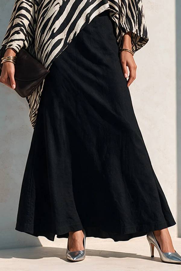 Black Zebra Asymmetrical Top And Black Drape Skirt Two‑Piece Set