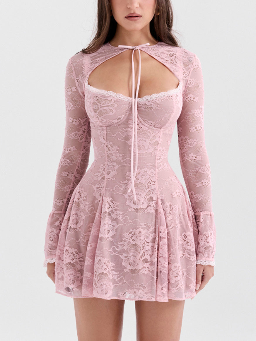 Elegantes Vintage Sexy Spitzen-Minikleid