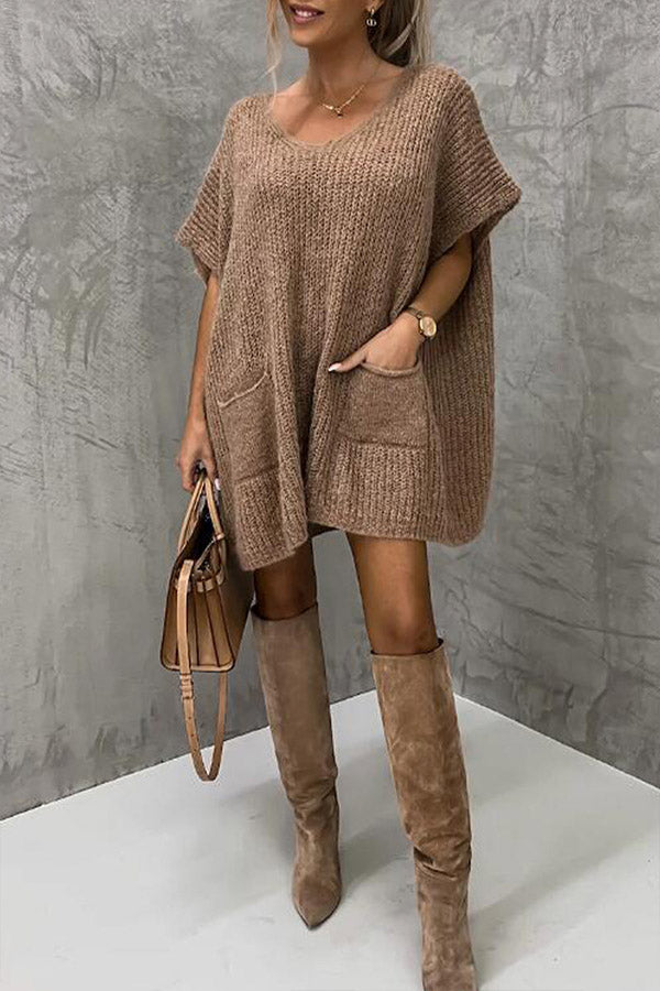 Casual Solid Pocket Tops Coffee